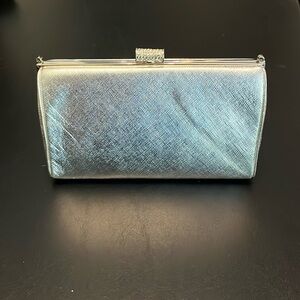 Evening bag: silver with jeweled closure